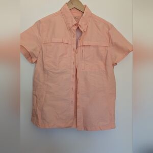 L.L. Bean Pink Short Sleeve Vented Sun Shirt Women's Small